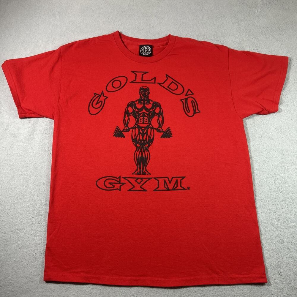 2000s Golds Gym Bodybuilder Shirt Mens Large Made in USA Red Vintage Y2k Slim
